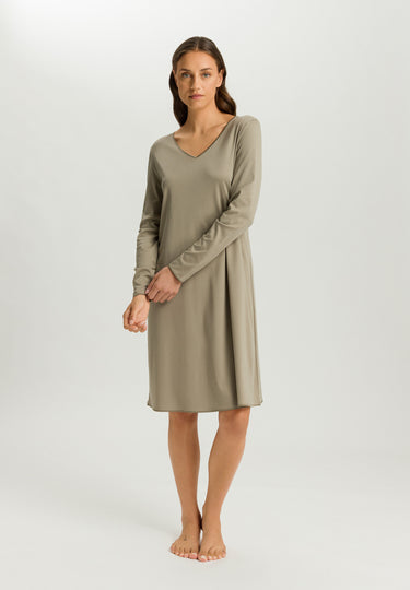 Cotton Silk V-Neck Cotton Nightgown | Silver Sage 74815-2651